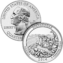 2014 Shenandoah 5 oz Silver America The Beautiful .999 Silver Bullion Coin in Air-Tite Capsule