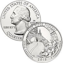 2015 Blue Ridge Parkway 5 oz Silver America The Beautiful .999 Fine Bullion Coin in Air-Tite Capsule