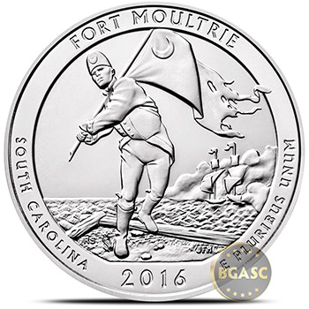 2016 Fort Moultrie at Fort Sumter 5 oz Silver America The Beautiful .999 Fine Bullion Coin in Air-Tite Capsule