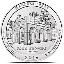 2016 Harpers Ferry 5 oz Silver America The Beautiful .999 Fine Bullion Coin in Capsule