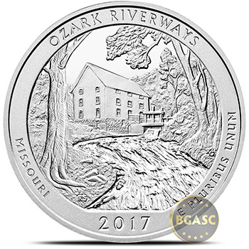 2017 Ozark Riverways 5 oz Silver America The Beautiful .999 Fine Bullion Coin in Air-Tite Capsule - Image