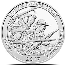 2017 George Rogers Clark 5 oz Silver America The Beautiful .999 Fine Bullion Coin in Capsule
