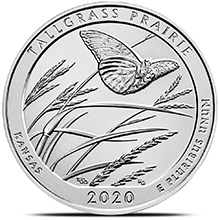 2020 Tallgrass Prairie Kansas 5 oz Silver America The Beautiful .999 Fine Bullion Coin in Capsule
