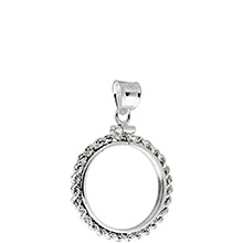 Sterling Silver Coin Bezel Pendant - Mercury, Roosevelt or Other U.S. Dime (17.9mm) - Rope Edge