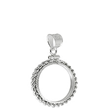 Sterling Silver Coin Bezel Pendant - Mercury, Roosevelt or Other U.S. Dime (17.9mm) - Diamond Cut Rope Edge