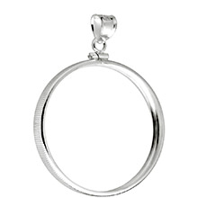 Sterling Silver Coin Bezel Pendant - 1 oz Silver Round (39mm) - Classic Coin Edge