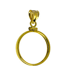 Solid 14k Gold Coin Bezel Pendant - $2.5 Gold Liberty or Indian (18mm) - Classic Coin Edge