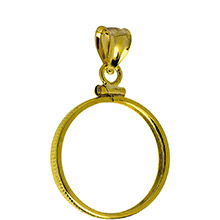 Solid 14k Gold Coin Bezel Pendant - $5 Gold Liberty or Indian (21.6mm) - Classic Coin Edge
