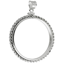 Sterling Silver Coin Bezel Pendant - Morgan or Peace Dollar (38.1mm) - Rope Edge