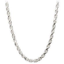 Sterling Silver Rope Chain Necklace 3mm - 16, 18, 20, 30