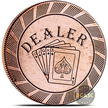 Solid Copper Dealer Poker Chip - Image