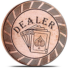 Solid Copper Dealer Poker Chip Round