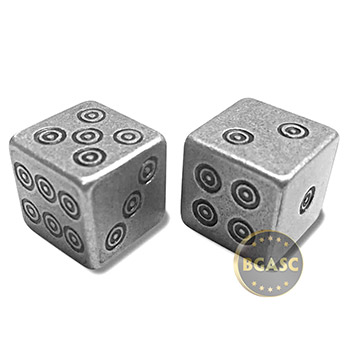 Silver Handcrafted Pair of Gaming Dice .999 Fine with Box - Viking Design - Image