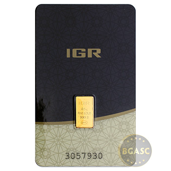 1/2 gram Gold Bar IGR .9999 Fine 24kt in Assay - Image