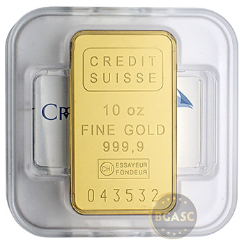 10 oz Gold Bar Credit Suisse .9999 Fine 24kt - Image