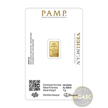 Pamp Suisse 1 gram Fortuna Gold Bullion Sealed Bar w/ Assay .9999  Fine 24kt Gold - Image