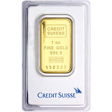 1 oz Gold Bar Credit Suisse .9999 Fine 24kt (in Assay)