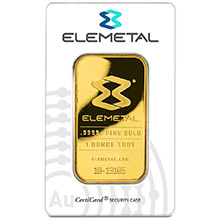 1 oz Gold Bar Elemetal .9999+ Fine 24kt (in Assay, Secondary Market)