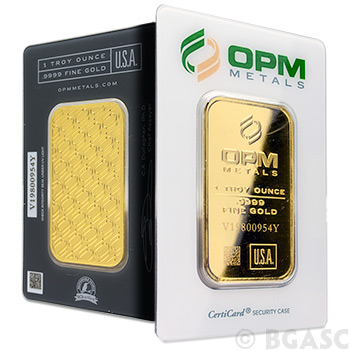 1 oz Gold Bars Sealed New With Assay Card by OPM Ohio Precious Metals .9999 Fine 24kt Gold Bullion - Image