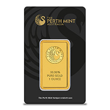 1 oz Gold Bar Perth Mint .9999 Fine 24kt Minted Ingot (in Assay)