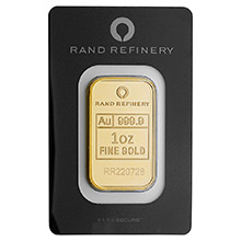 1 oz Gold Bar Rand Refinery Elephant .9999 Fine 24kt Minted Ingot (in Assay)