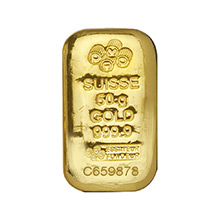 50 gram Gold Bar Pamp Suisse Cast .9999 Fine 24kt (w/ Assay Certificate)