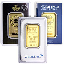 1 oz Gold Bars - Secondary Market 24kt Ingot (Random Assorted, Sealed in Assay Card)