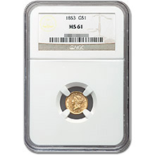 $1 Liberty Head Type 1 Gold Coin PCGS/NGC Graded MS61 (Random Year)