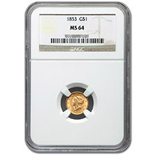 $1 Liberty Head Type 1 Gold Coin PCGS/NGC Graded MS64 (Random Year)