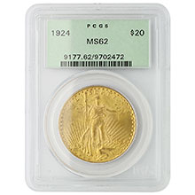 $20 Saint Gaudens Double Eagle Gold Coin PCGS/NGC Graded MS62 (Random Year)