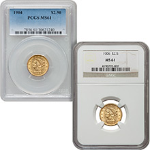 $2.50 Liberty Quarter Eagle Gold Coin PCGS/NGC Graded MS61 (Random Year)