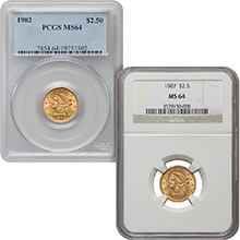 $2.50 Liberty Quarter Eagle Gold Coin PCGS/NGC Graded MS64 (Random Year)