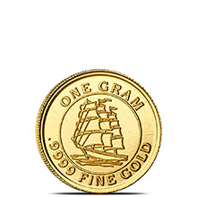 1 gram Gold Rounds Monarch Tall Ship (0.032 troy oz) .9999 Fine (in Capsule)