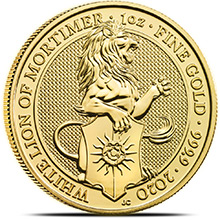 2020 1 oz Gold British Queen's Beasts Bullion Coin - The White Lion of Mortimer