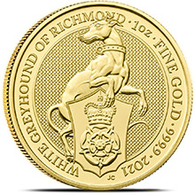 2021 1 oz Gold British Queen's Beasts Bullion Coin - The White Greyhound of Richmond