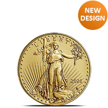 2021 1/10 oz Gold American Eagle $5 Coin Bullion Brilliant Uncirculated - Type 2, New Design