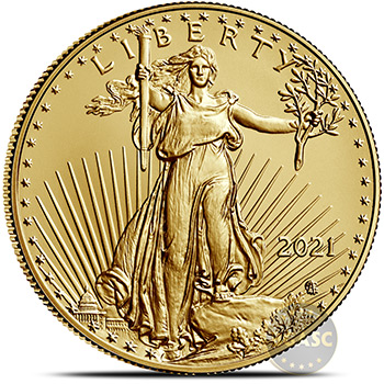 2021 1 oz Gold American Eagle $50 Coin Bullion Brilliant Uncirculated - Type 2, New Design