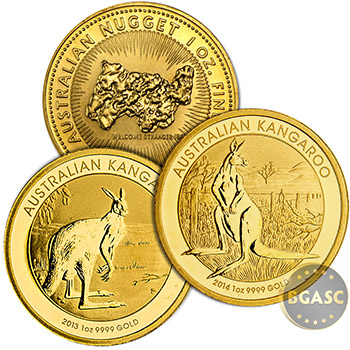 Australia 1 oz Gold Kangaroo or Nugget .9999 Fine Brilliant Uncirculated Coin Random Year - Image