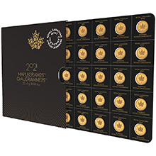 2021 Gold Maplegram25™ Sealed Coin Sheet in Assay Sleeve - 25x1 gram Canadian Maple Leaf Coins .9999 Fine 24kt