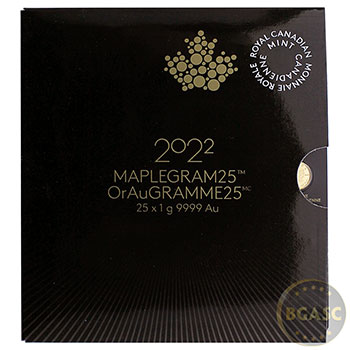 2022 Gold Maplegram25 Sealed Coin Sheet in Assay Sleeve - Image
