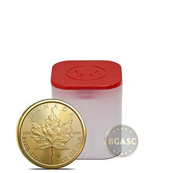 2022 1 oz Gold Canadian Maple Leaf Bullion .9999 Fine BU Tube of 10 Coins