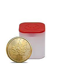 2022 1 oz Gold Canadian Maple Leaf Bullion .9999 Fine BU (Tube of 10 Coins)
