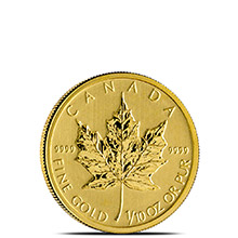 1/10 oz Canadian Gold Maple Leaf - Brilliant Uncirculated .9999 Fine 24kt (Random Year)