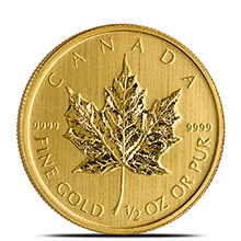 1/2 oz Canadian Gold Maple Leaf - Brilliant Uncirculated .9999 Fine 24kt (Random Year)