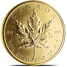 1 oz Gold Canadian Maple Leaf Bullion Coin Brilliant Uncirculated .999 Fine (Random Year 1979 - 1982)