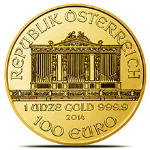 2014 1 oz Austrian Gold Philharmonic Coin Brilliant Uncirculated .9999 Fine 24kt