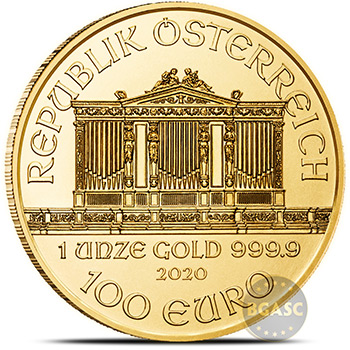 2020 1 oz Austrian Gold Philharmonic Bullion Brilliant Uncirculated .9999 Fine 24kt Gold