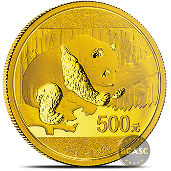 30 gram 2016 Chinese Gold Panda Coin 500 Yuan Brilliant Uncirculated