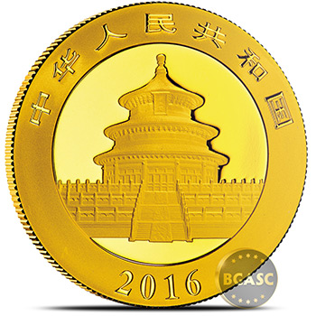 2016 30 gram Chinese Gold Panda Coin 500 Yuan Brilliant Uncirculated - Image