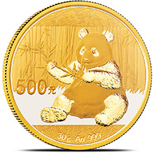 30 gram 2017 Chinese Gold Panda Coin 500 Yuan Brilliant Uncirculated